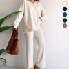 Roman | V-Ausschnitt Casual Schlitz Strick-Zweiteiler-Set