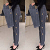 Justine | Damen Hochelastische Jeans Mit Herz-Muster Stickereien