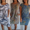 Kala | Damen-Baumwoll- und Leinenkleid mit Rundhalsausschnitt und Druck