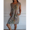 Kala | Damen-Baumwoll- und Leinenkleid mit Rundhalsausschnitt und Druck