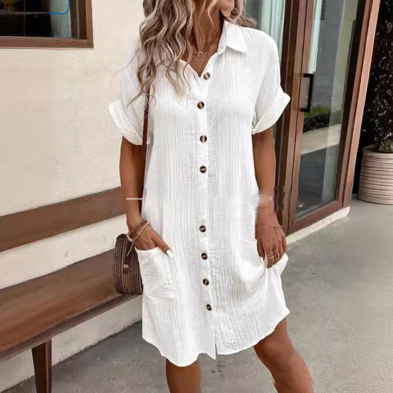 Juliana | Sommerkleid mit kurzen Ärmeln und Spitzausschnitt
