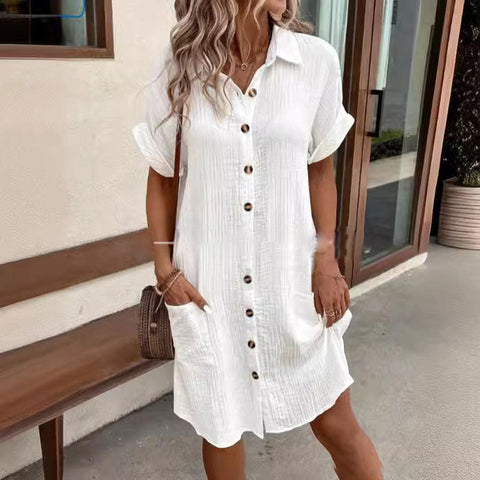 Juliana | Sommerkleid mit kurzen Ärmeln und Spitzausschnitt