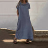 Harriet | Damen-Freizeitkleid aus Baumwolle und Leinen mit Wasserfallausschnitt