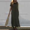 Harriet | Damen-Freizeitkleid aus Baumwolle und Leinen mit Wasserfallausschnitt