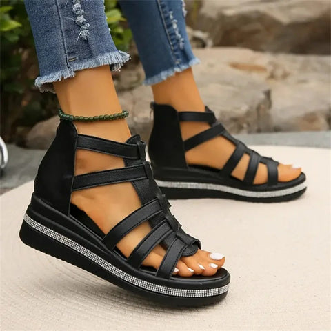Danny | Strass-Sandalen mit Keilabsatz