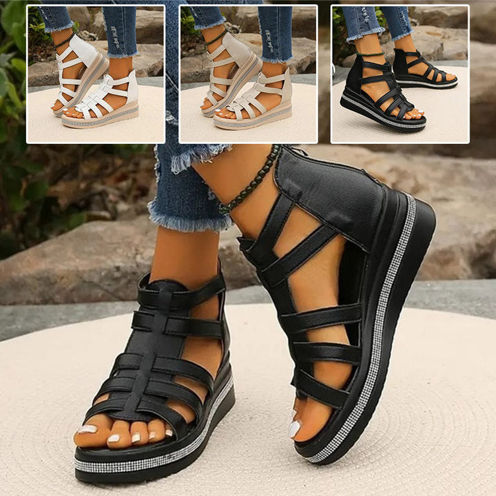 Danny | Strass-Sandalen mit Keilabsatz