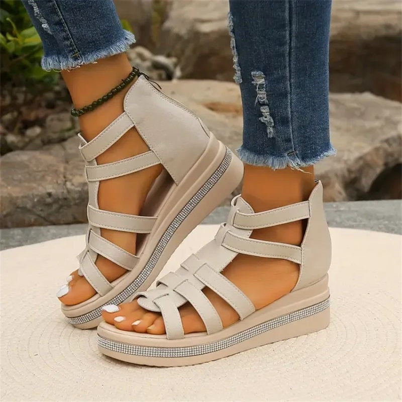 Danny | Strass-Sandalen mit Keilabsatz