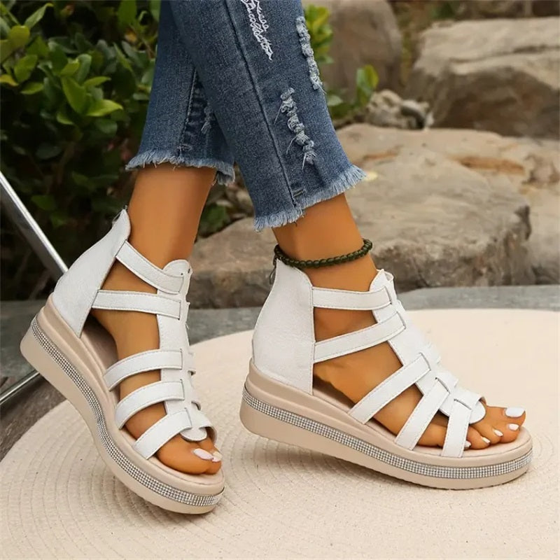 Danny | Strass-Sandalen mit Keilabsatz
