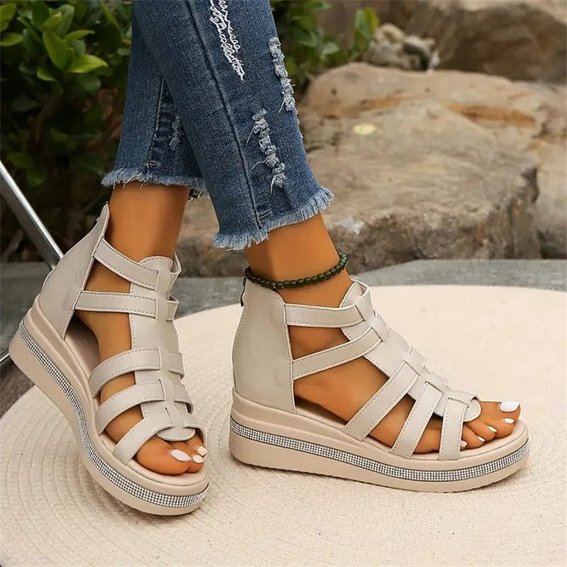 Danny | Strass-Sandalen mit Keilabsatz