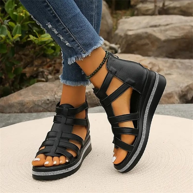 Danny | Strass-Sandalen mit Keilabsatz