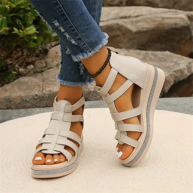 Danny | Strass-Sandalen mit Keilabsatz
