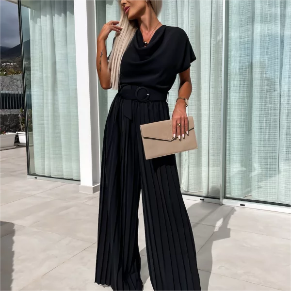 Yael | 🔥50% Rabatt🔥Unifarbener Jumpsuit mit hoher Taille und gefaltetem Bein