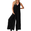 Heaven | Damen Casual V-Ausschnitt ärmellose Weitbein-Jumpsuit