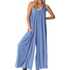 Heaven | Damen Casual V-Ausschnitt ärmellose Weitbein-Jumpsuit