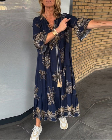 Owen | Vintage-Kleid mit V-Ausschnitt und lockerer Passform