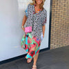 Gina | Bedrucktes lockeres Kleid mit V-Ausschnitt
