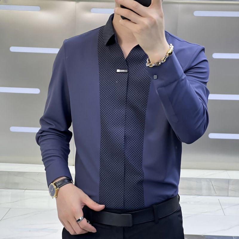 Micheal | Herren Business Casual Patchwork Hemd