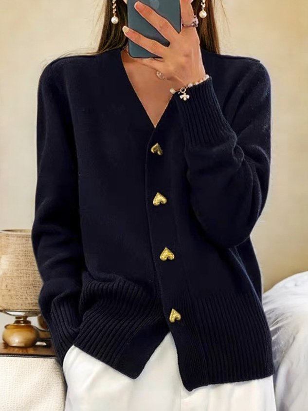 Nica | Damen Winter-Wollcardigan mit Knöpfen aus glatter Wolle
