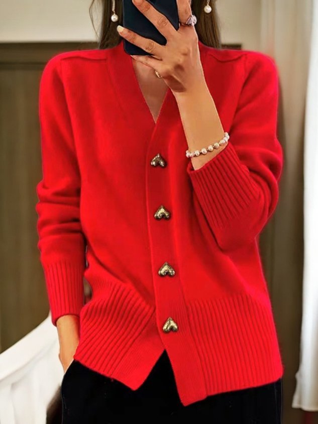 Nica | Damen Winter-Wollcardigan mit Knöpfen aus glatter Wolle