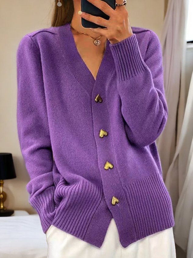 Nica | Damen Winter-Wollcardigan mit Knöpfen aus glatter Wolle