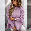 Jenieh | Strickpullover in Unifarbe mit Seitenschlitzen und Rundhalsausschnitt