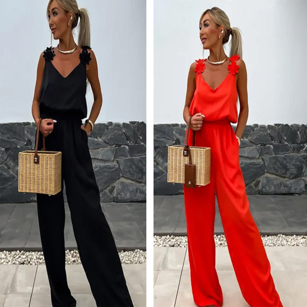 Ada | Ärmelloser Jumpsuit mit weitem Bein für Damen