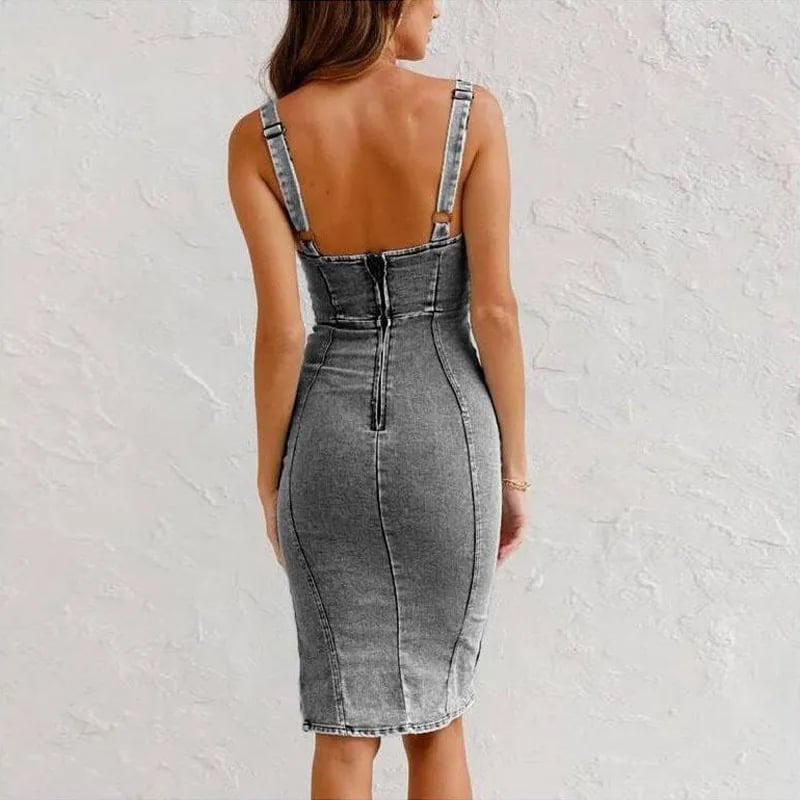 Dania | A-Linien-Kleid aus Denim mit verstellbaren Trägern
