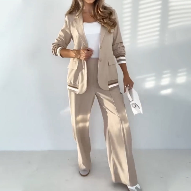 Rebekah | Kostenloser Versand Damen Casual Beige 2-Teiliges Set