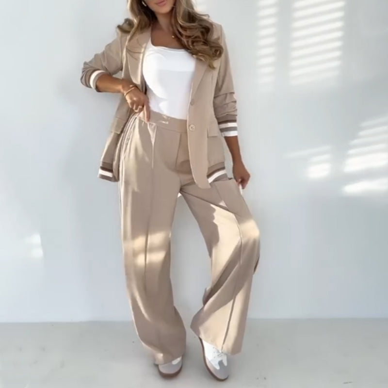 Rebekah | Kostenloser Versand Damen Casual Beige 2-Teiliges Set