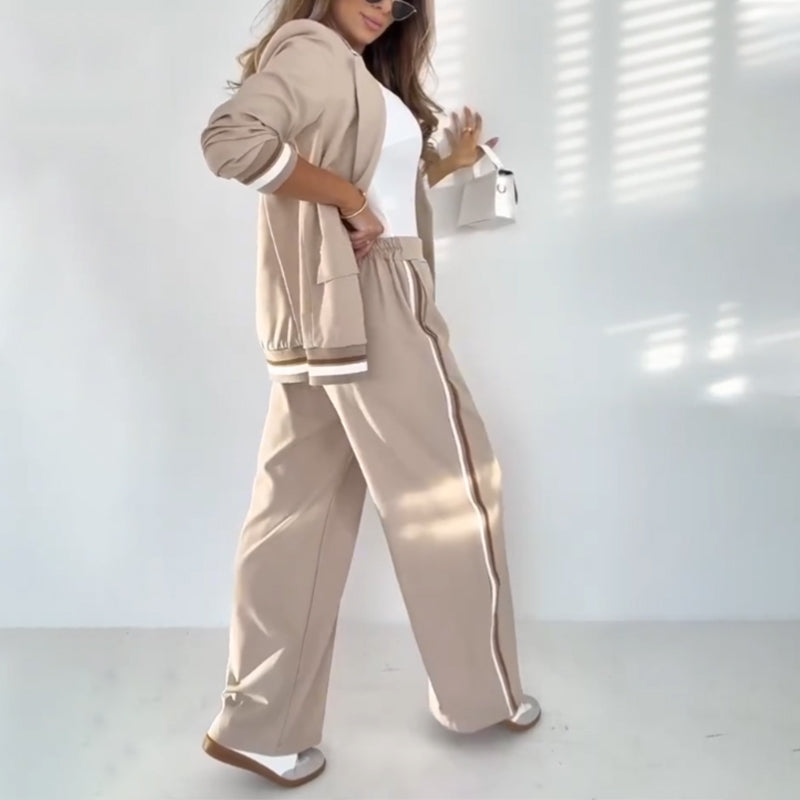 Rebekah | Kostenloser Versand Damen Casual Beige 2-Teiliges Set