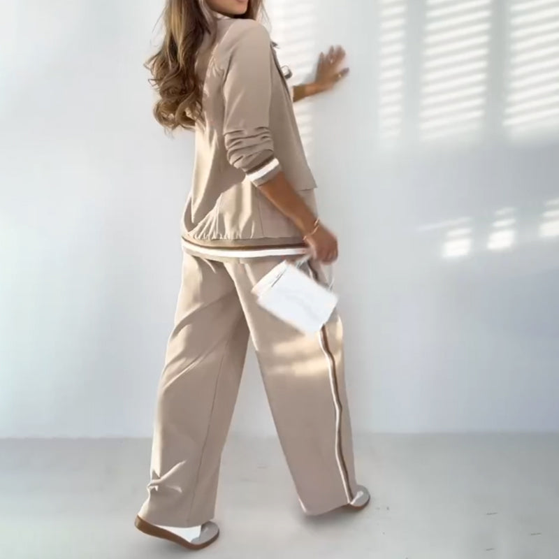 Rebekah | Kostenloser Versand Damen Casual Beige 2-Teiliges Set