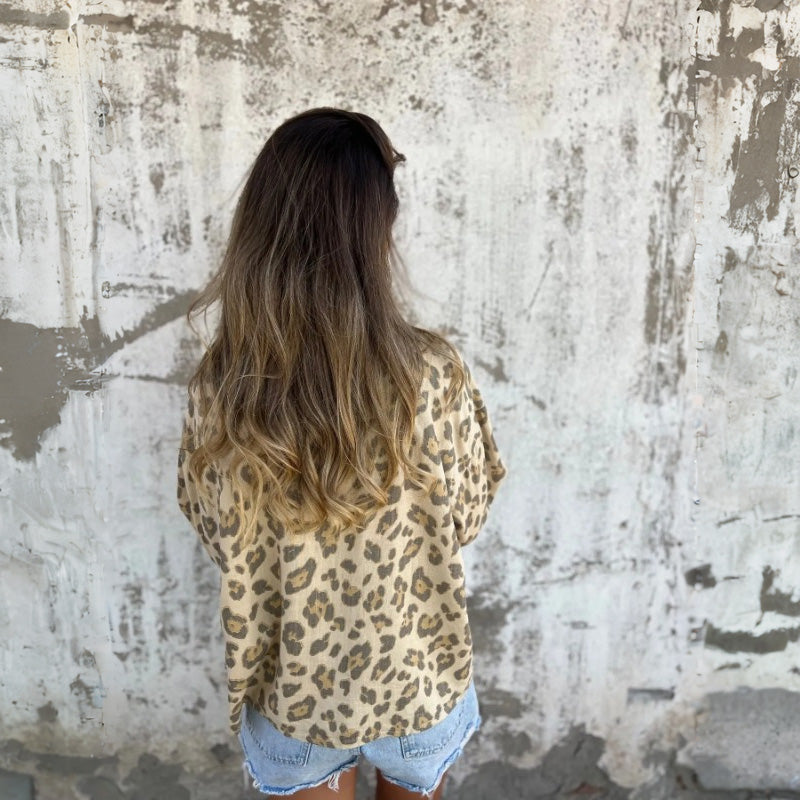 Loyda | Langarmhemd mit Vintage-Revers und Aufdruck