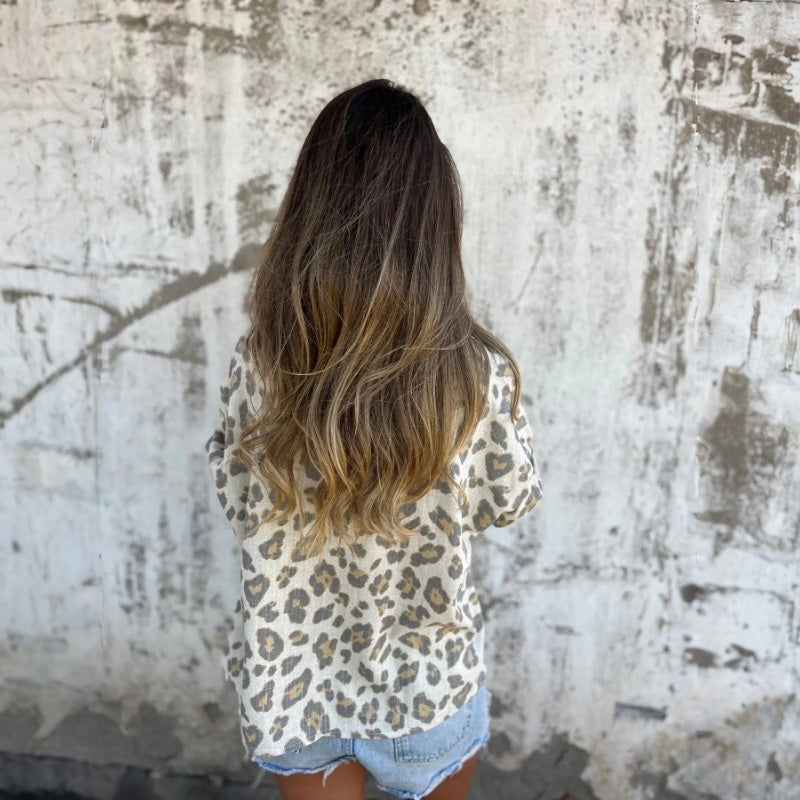 Loyda | Langarmhemd mit Vintage-Revers und Aufdruck