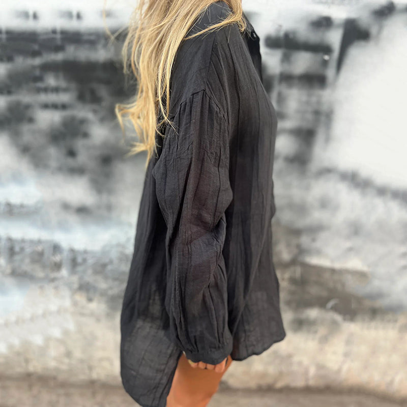 Nola | Oversized Damen-Leinenhemd mit Knopfleiste