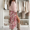 Lyla | Set mit Top mit Rundhalsausschnitt und gebundeltem Rock mit Druck