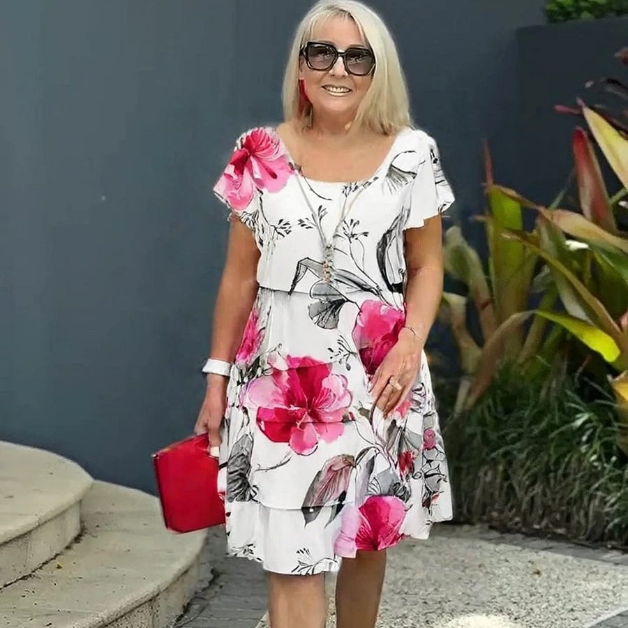 Maxierose | Stufen-Maxikleid mit multivegetalem Blumenprint