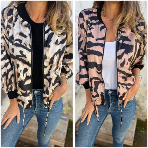 Donovan | Baseballjacke mit Zebramuster und Reißverschluss für Damen