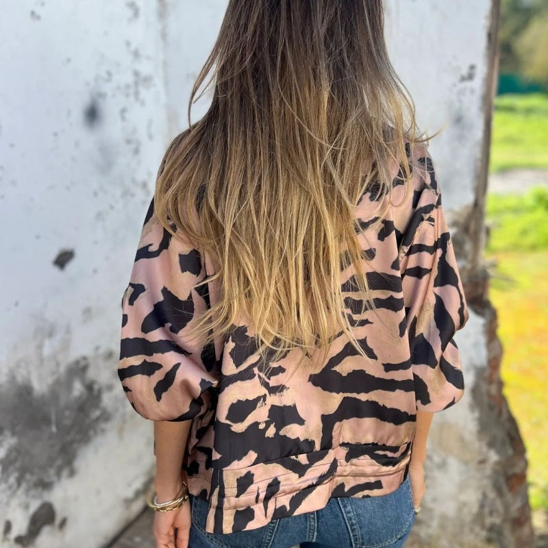 Donovan | Baseballjacke mit Zebramuster und Reißverschluss für Damen