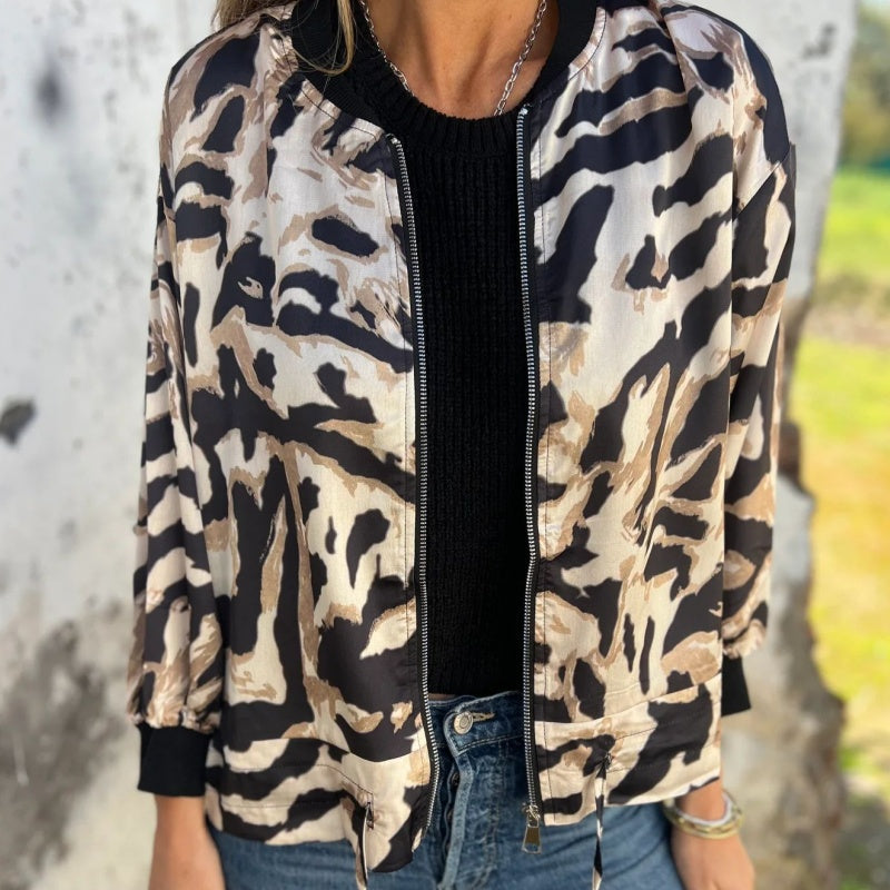 Donovan | Baseballjacke mit Zebramuster und Reißverschluss für Damen