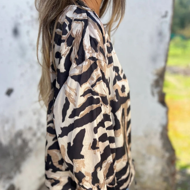 Donovan | Baseballjacke mit Zebramuster und Reißverschluss für Damen