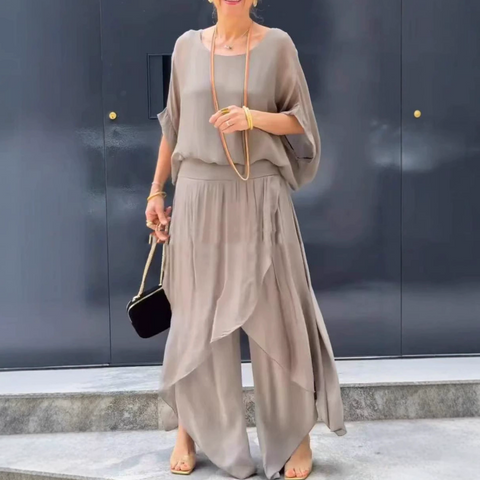 Jas | Zweiteiliges Chiffon-Loose-Top und weite Hose