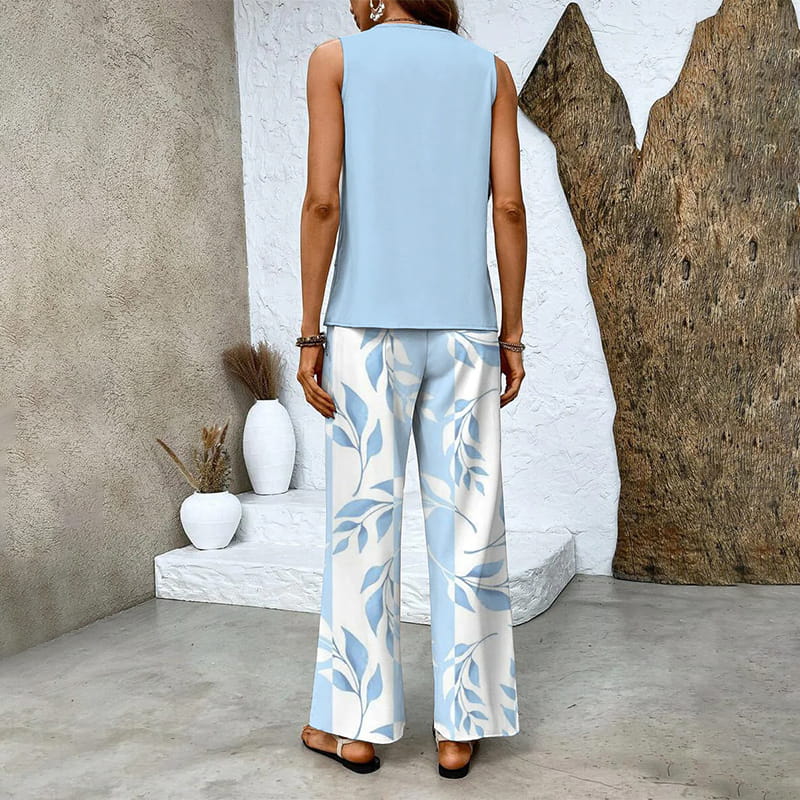 Neriel | Damen Trendy Print 2-teiliges Outfit Ärmelloses Top & Hose