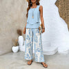 Neriel | Damen Trendy Print 2-teiliges Outfit Ärmelloses Top & Hose