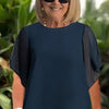 Elvis | Damen-Zweiteiler: Charmantes asymmetrisches Top & Hose mit weitem Bein