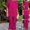 Elvis | Damen-Zweiteiler: Charmantes asymmetrisches Top & Hose mit weitem Bein