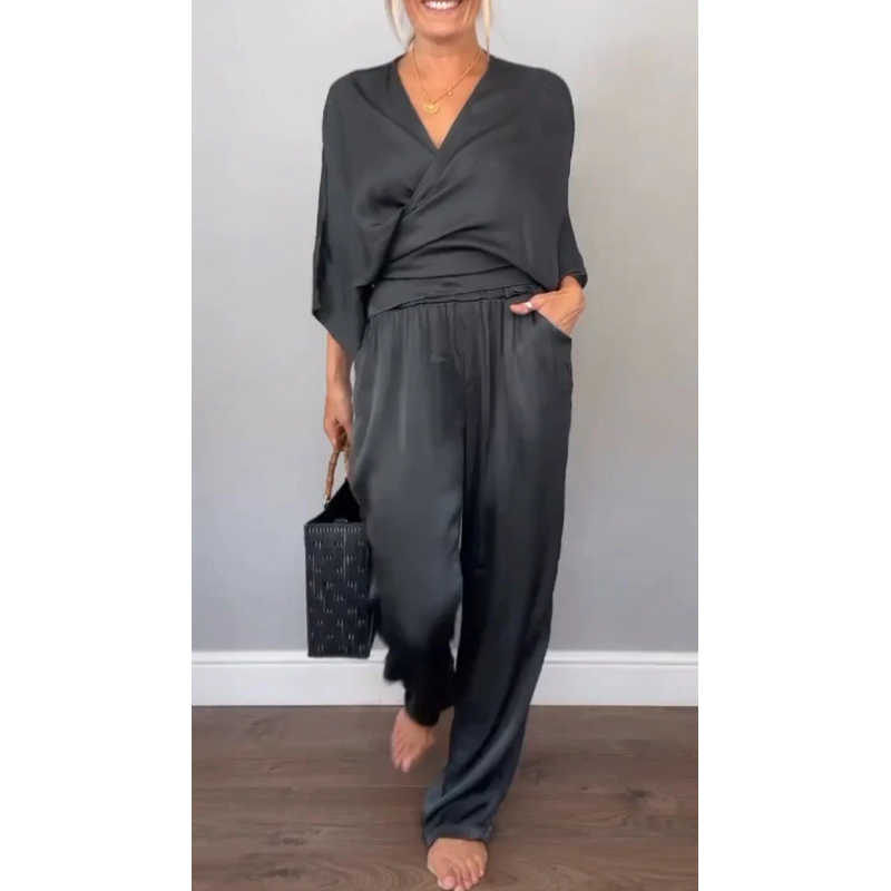 Rhys | 2-teiliges Set für Damen mit V-Ausschnitt Top und Hose