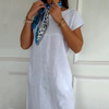 Phillipia | Damenleinenkleid mit Rundhalsausschnitt und kurzen Ärmeln