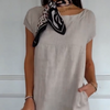 Phillipia | Damenleinenkleid mit Rundhalsausschnitt und kurzen Ärmeln