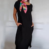 Phillipia | Damenleinenkleid mit Rundhalsausschnitt und kurzen Ärmeln