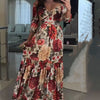 Mayson | Damen V-Ausschnitt Floral Printed Plissee Kleid